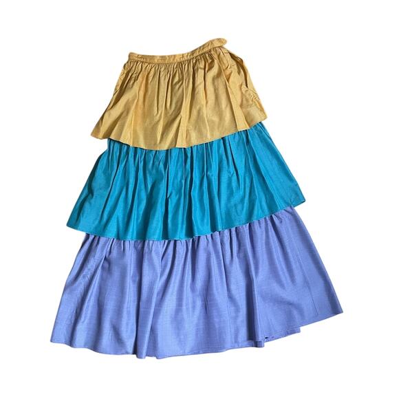 Vintage 70s Saint Laurent Rive Gauche Tiered Silk Maxi Skirt Size 36/ US 0-2 - Picture 4 of 8